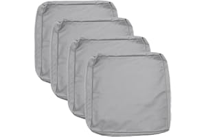 Sqodok Patio Cushion Cover 24x24 inch, 4Pack Outdoor Cushion Covers for Patio Furniture Waterproof Patio Cushion Slicovers Replacement Chair Seat Cushion Covers for Wicker Chair, Grey
