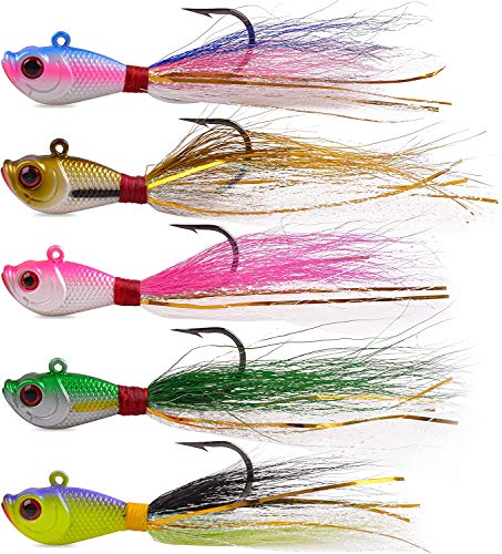 OROOTL Bucktail Jig Angelköder Set, Blinker Angeln Gewichte Köder Fischköder Mischfarbe für Barsch Hecht Forelle Wels 7g…