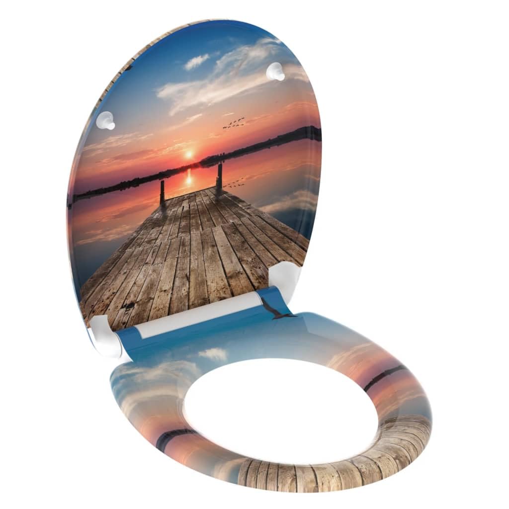 Schütte Sunset Sky Toilet Seat with Soft-Close Mechanism, Toilet Lid with Motif and Quick Release for Cleaning, Duroplast Toilet Lid (Max. Load of The Toilet Seat 150 kg)