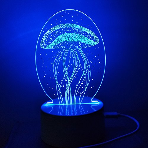 3D Night Light HongyuAmy Touch Control 7 Colors LED Table Lamp USB Battery Operated Desk Lighting Home Decor Love Birthday Kids Toy Christmas Gift (Jellyfish) Home & Kitchen, Home Décor, Kids' Room Décor, Lamps & Lighting