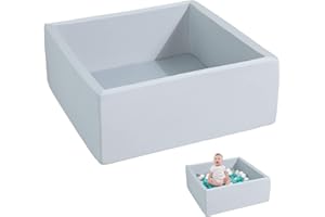 ENMOGO Foam Ball Pit for Toddlers Kids Square Soft Ball Pool Ideal Gift Play Toy for Children Kiddie Pools - Light Gray