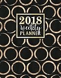 Weekly Planner: 2018 Weekly Planner: Gold Circles on Black (Volume 3) by Gray & Gold Publishing