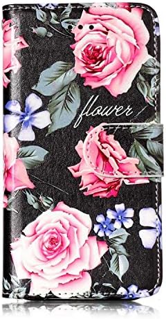 Iphone Se Iphone 5 Iphone 5s ケース Omatenti 人気度 花柄 Pu レザー 財布型 カバー ケース カード収納 おしゃれ 高級感 手帳型ケース 衝撃吸収 落下防止 防塵 マグネット開閉式 プロテクター Iphone Se Iphone 5 Iphone 5s 対応 黒いバラ