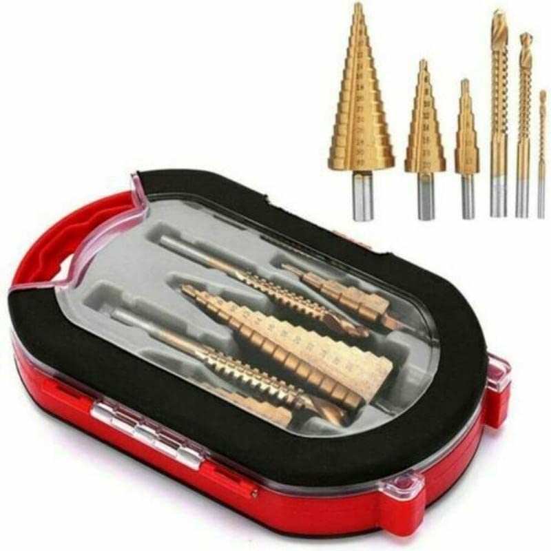 LSDZHK 6PCS Drill Bit Set - 3 Sizes Step Drill Bit + 3 Sizes Twist Drill Bit, 3-8mm Serrated Saw Drill Bit for Metalworking, Woodworking, Hole Drilling — image 1
