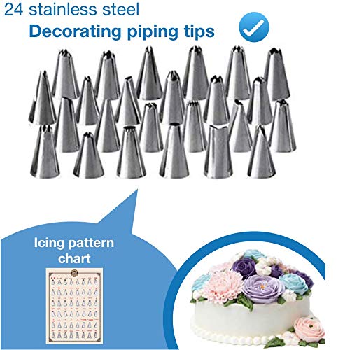 Cake Decorating Supplies For Beginners | Cake Decorating Kit Baking Supplies Set | Rotating Cake Turntable Stand | Icing Piping Tips & Bags | Smoother & Spatulas, Frosting & Pastry Tools.