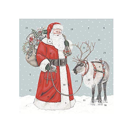 Wrendale Designs by Hannah Dale - Father Christmas and Friend - Advent Calendar - 300mm by 300mm