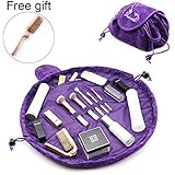 Lazy Makeup Bags, APREUTY Large Capacity Velvet Drawstring Makeup Bags with A Free Foldable Comb Quick Pack Portable Waterproof Zipper Travel Cosmetic Organizer Toiletry Magic Pouch for Women Girls