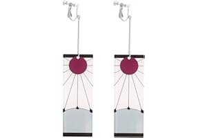 FORUBUS Japanese Style Earrings with Ear clips, Non Piercing Earrings for Anime Cosplay Jewelry Memorial Collection Gift