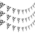 LOLOAJOY Black White Checkered Pennant Banner Racing Flag Party Flag Banner Accessory for Race Car Party Decor Birthday Party Decoration