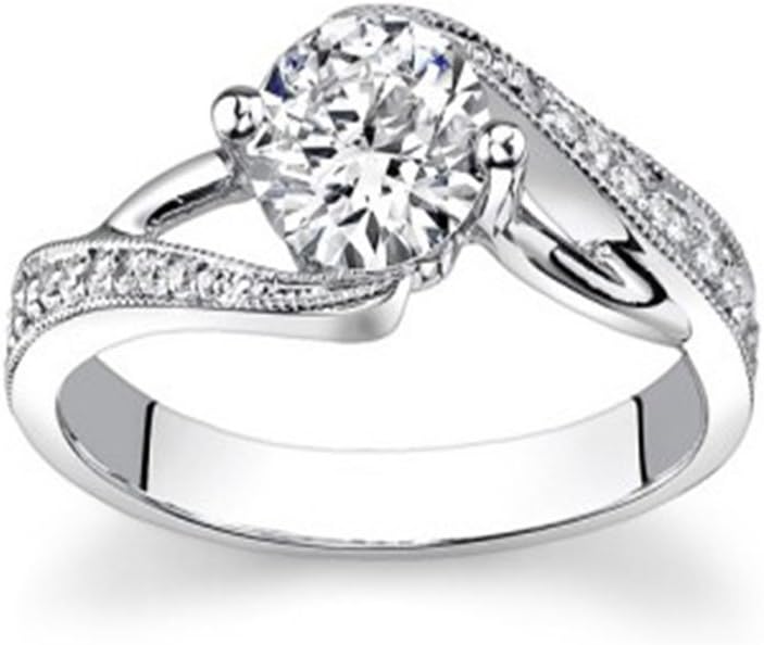 Round Cut Natural Moissanite Sterling Silver Womens Wedding Band Certified Moissanite Engagement Rings White Gold Finished Color H-I Clarity VVS1 1.15Ct Genuine Moissanite Rings