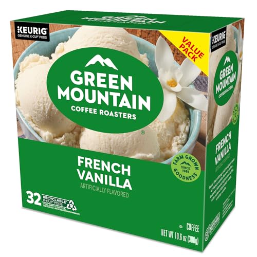 GREEN MOUNTAIN COFFEE ROASTERS FRENCH VANILLA COFFEE, KEURIG SINGLE-SERVE K-CUP PODS, LIGHT ROAST, 32 COUNT