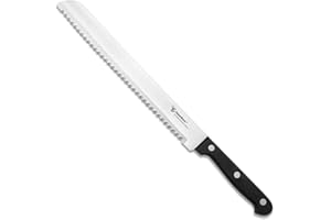 Humbee, 10 inch Bread Knife Serrated Knife Wave Edge Black