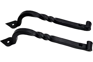 The Metal Magician 8 Inch Barn Door Handles, Pack of 2, Garage Door Handles Decorative, Hardware Rustic Twisted Design Black Cast Iron Handle, Fence Gate, Metal Gate Outdoor, Outdoor Kitchen Cabinets