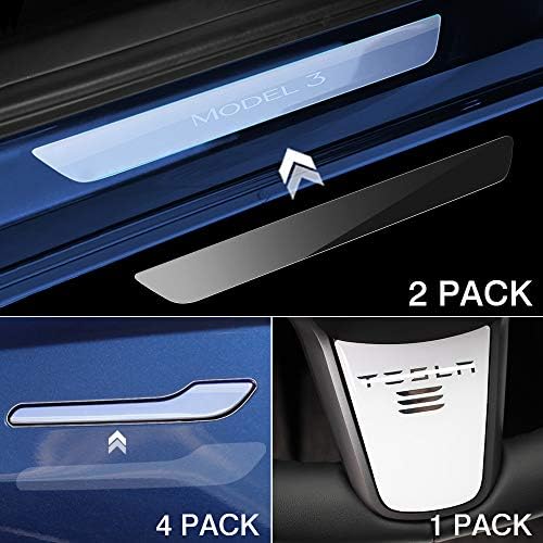 Mixsuper Model 3 Door Sill Protector Kit Handle Wrap Steering Wheel Cover Tesla Model 3 Protector