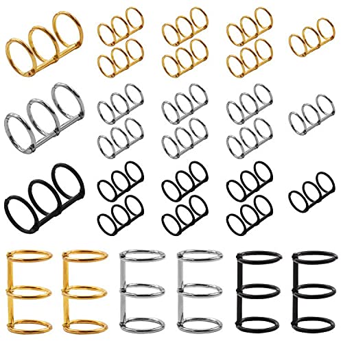 Tanstic 30Pcs 3 Ring Metal Loose Leaf Binders Book Rings 3/4'' Inner Diameter Metal Ring Books for DIY Travel Diary, Photo Album Notebook