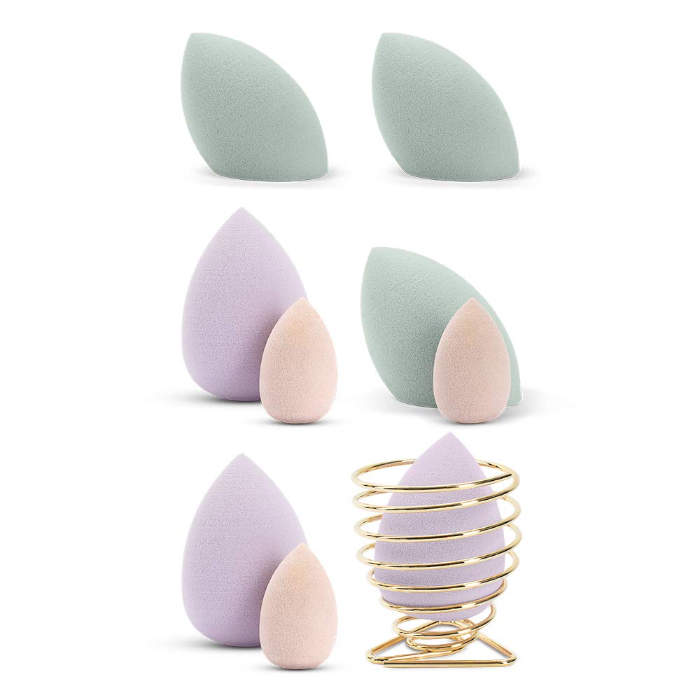 Nanette Lepore Makeup Blender Sponge Set of 10 with Holder Stand – Full Size Teardrop, Contour, Detail Blenders – Effortlessly Apply, Build, Blend Your Makeup – For Foundation Liquid Cream or Powd