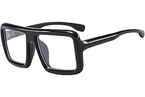 Degpum Black Oversized Thick Glasses,Shiny Square Frame Old Man Nerd Costume Accessory Clear Lens Spectacles,Non-Prescription Black Oversized Thick Glasses for Men Women