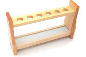 Dtacke Wood Test Tube Rack Labs Premium Wooden Test Tube Rack Test Tube Holder 6 Tube Capacity (0.82" (21mm) Holes)