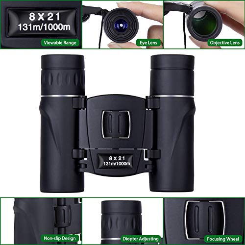 Binoculars Mini Pocket Binoculars Import Full Optical Glass Mini Lightweight Binoculars Foldable for Opera Concert, Travel, Hiking, Bird Watching, Observing Outdoor Scenery, Hunting, Climbing