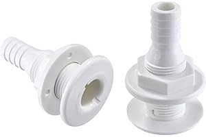 YOQVQOY 2Pcs Thru Hull Fitting(3/4"), Marine Through Hull Connector Fitting for Boats, White