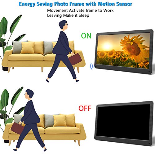 17 inch Digital Picture Frame, 1920x1080 IPS Screen Digital Photo Frame with 32G SD Card and Wall Mount, Motion Sensor, Auto Power On/Off, Music Support 1080P Video, SD Card and USB