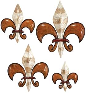 Amazon.com: Set of Four Fleur De Lis Metal Wall Decor ...