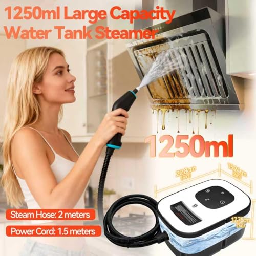 2500W Handheld Steam Cleaner, 6-Speed Portable Steamer with Large Tank & 10 Accessories, 10s Heat-Up steamer cleaning for Kitchen, Bathroom, Car Detailing, Tile & Grout Cleaning