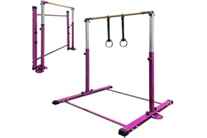 JC-ATHLETICS Gymnastic Kip Bar,Kids Girls Junior Ages 3-15,3' to 5' Adjustable Height,Home Gym Equipment,Home Training,1-4 Levels,260lbs Weight Capacity