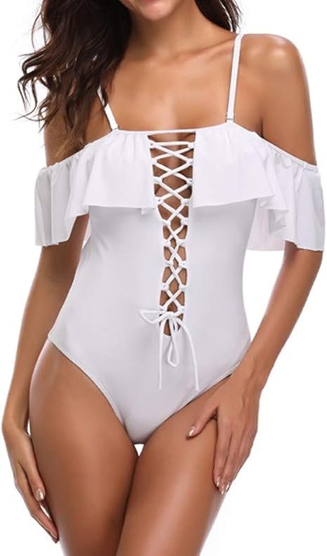 Amazon Co Jp Yylh レディース クロスレースアップ ワンピース水着 レディース ワンピースセクシー レースアップ モノキニ 深いvネック ハイレグ カットアウト 水着 L ホーム キッチン