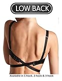 Coco’s Closet Low Back Bra – Adjustable Bra Extender for Backless Dress – Black 3 Hook Strap Converter