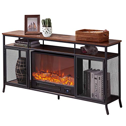 VECELO TV Stand with Electric Fireplace Console Table for Living Room