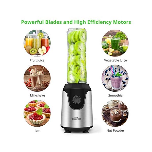 Blender, Vacpower Smoothie Blender with 2 x 600ml Travel Bottles, BPA Free, Smoothie Maker for Fruits, Shakes, Vegetable and Baby Food, 25,000rpm