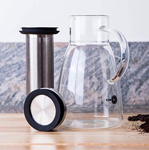 Click Here to See More Images Cold Brew Coffee Maker & Tea Infuser Pot by Integrity Chef - 5 Cup Pitcher, Premium Food Grade Quality Stainless Steel & Glass Carafe, Perfect Gift, SAVE A LIFE!