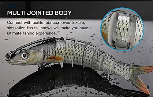 Njord Kalastus Hecht Köder Set Kunstköder 5 Stück in Box Angel-Köder zum Raubfisch-Angeln â Wobbler mehrteilig mit Gelenk für realistischen Lauf 14cm 25g langsam sinkend +5X Stahlvorfach – Bild 6