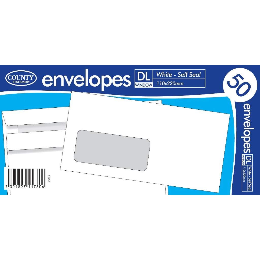 White Self Seal Envelope DL Windows 50S