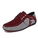 QIDIANTRADE Men's Fashion Casual Boat Gommino Shoes, Lace up Suede Sneaker, Breathable Slip. (9.5D(M) US, Red)