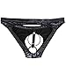 YiZYiF Men's Faux Leather Black Ball Lifter G String with Two O Rings (X-Large(Waistline:27.5-39.0