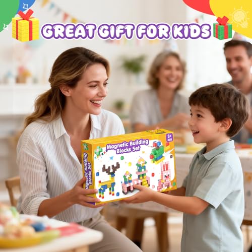 HaoVrisn Magnetic Blocks Construction Children, 108 Magnetic Pieces Children, Magnetic Cube Montessori Toys, Gift & Toys Children 3 4 5 6 7 8 9 Years Old (2.5CM*2.5CM)