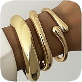 Rainhonor Chunky Gold Bangles Bracelets for Women Gold Cuff Bracelet Set Waterproof Non Tarnish Stack Bracelet for Women Gifts