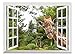 wall26 Creative Wall Sticker - A Curious Giraffe Sticking Its Head into an Open Window-Cute & Funny Wall Mural - 36 inchx48 inch