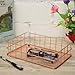 Caveen Modern Copper Rose Gold Wire Mesh Basket Storage Large Capacity Metal Receive Basket Office Bedroom Bathroom Kitchen Study