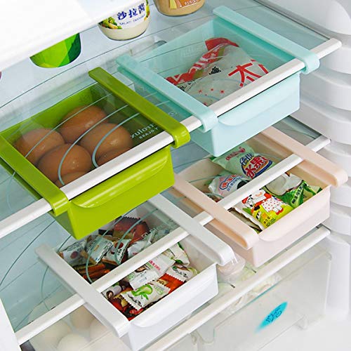Yunhany Direct Multifunction Refrigerator Drawer Fridge Storage Box Rack Shelf Holder Slide Fridge Organizer Kitchen Accessory (Color : White, Size : 15.5cm x 16.5cm x 7cm)