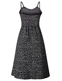 PYL - Vestido de verano hawaiano con tirantes de espagueti floral, sin mangas, con bolsillos para cinturón