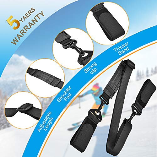 GREENEVER Ski Strap,Ski Carrier,Ski Straps and Pole Carrier,Ski Carrier Strap to Free Your Hands and Transport Your Ski Gear Everywhere You Go - Great for Families-Adults and Kids- Ski Carriers
