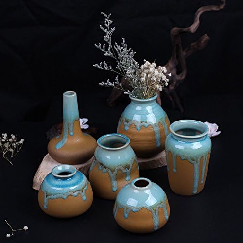 Zakkz Glaze Ceramic Vase Ornaments Handmade Aroma Bottle Flower Arrangement Pottery Decor Gift (Random: Style)