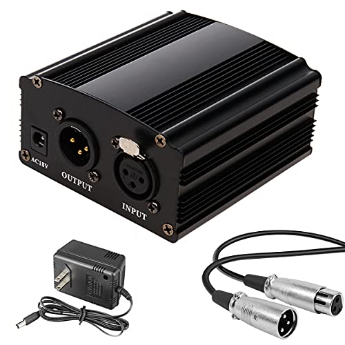 48V Phantom Power,1Channel Phantom Power Supply with Adapter, XLR 3