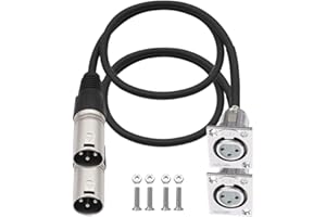 Jalzdieod for Premium Stage Box, D XLR Female to Male 2 Pack D Type XLR Cable,Pass Through Connector, Patch Panel, Panel Moun