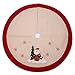 iPEGTOP 42 inches Burlap Rustic Christmas Tree Skirt - Classic Holiday Decorations Woodland Santa Snowflake Embroidery - Begie Red Rim