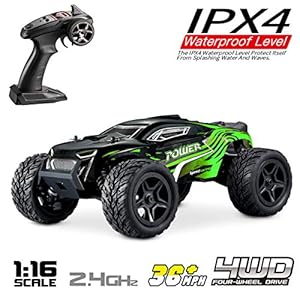 Hosim 1:16 Scale 4WD Remote Control RC Truck G172, High Speed Racing Vehicle 36km/h Radio Controlled Off-Road 2.4Ghz RC Electronic Monster Hobby Truck Buggy for Kids Adults Birthday (Green)