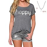 DaySeventh Women Loose Happy Printing Short Sleeve Casual Vest Tops T-Shirt